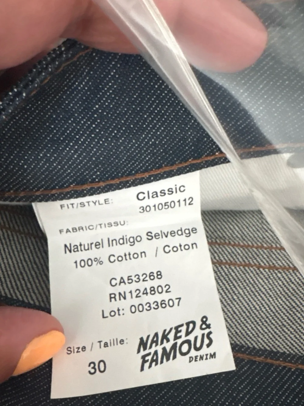 Naked & Famous Denim Natural Indigo Slim Straight Jeans